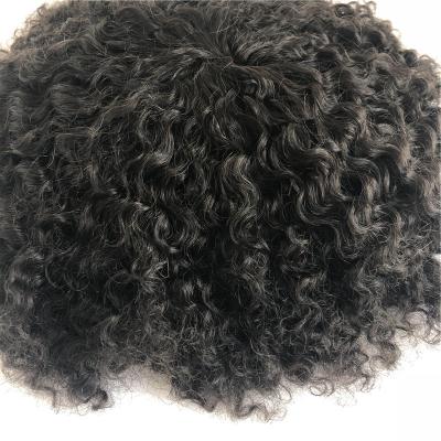 China Full Curly 8mm Curly Stock For Men Lace Up Hair Toupee 8X10 Afro Toupee For Black Men for sale