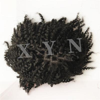 China Lace and PU Braided Curly New Style Men's Hairpiece Afro Wave Men's Hairpiece Afro Curly Hair Unite Black People Hair Replacement System wig for sale