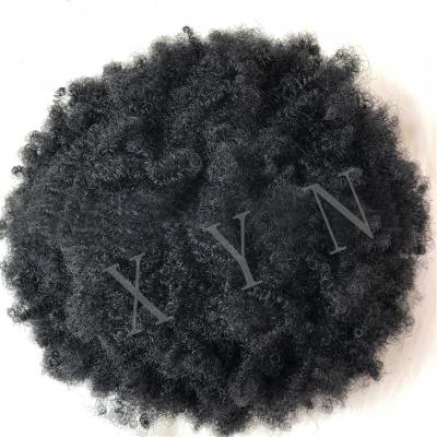 China Men's Handmade Afro Men's Toupee Hairpiece Natural Black Curly Curly System Hairpiece Replacement With Bleached Knot 8x10inch or be customized for sale