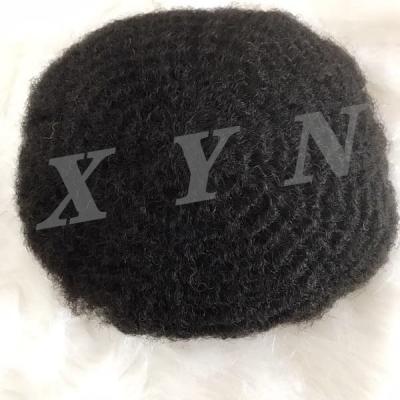 China 100% Indian Human Hair Swiss Lace 4mm Natural Black Wave Afro Men Hairpiece 130% Medium Density #1b 8x10inch Mens Hair Unit For Black People for sale