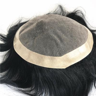 China Freestyle Mono Base With Npu Around Natural Straight Mens Hair Toupee 9x7Inch Replacement System Hair Piece Wig In Stock for sale