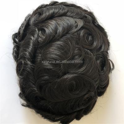 China Natural Wave 8X10 Inches Full Lace Up Virgin Brazilian Natural Wave Single Knot Hair Men Hairpiece for sale