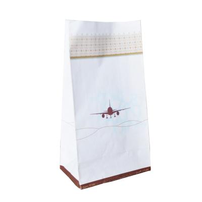 China Eco - Friendly Disposable Airline Square Bottom Air Sickness Paper Bag With Print for sale