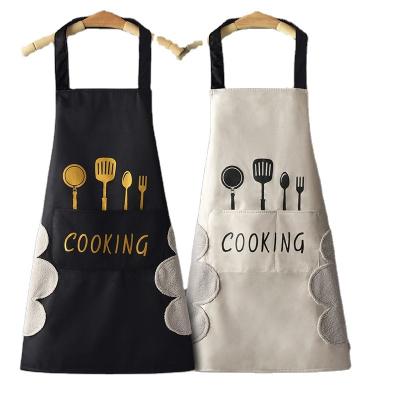 China Simple Hand-Wiping Kitchen Household Cooking Apron Oil-proof Waterproof Adult Waist Fashion Coffee Overalls Canvas Cowboy Apron for sale