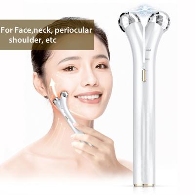 China Electric Vibrating Face Roller Massager Skin Care EMS Wrinkle Lift Remover Energy Massage Roller Beauty Electric Rechargeable Facial Bar for sale