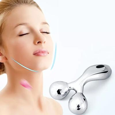 China 3D Face Lift Double Roller V Face Massager Beauty Facial Instrument Lift Roller Handheld Facial Massager for sale