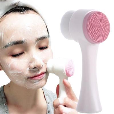 China Dual Side Handheld Silicone DEEP CLEANING 2 in 1 Facial Cleansing Brush for sale