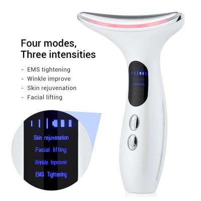 China Wrinkle Remover V-Face Photon Therapy EMS Infrared Facial Slimming Reduce Double Chin Neck Anti Wrinkle Neck Massager for sale