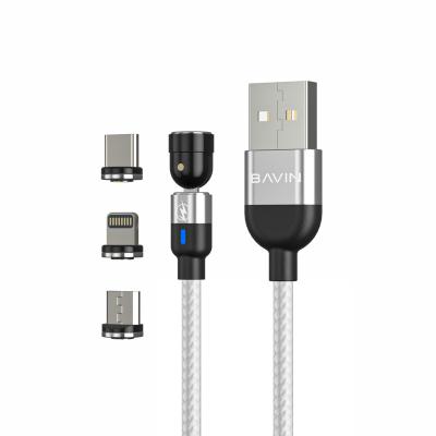 China Wholesale Price Magnetic Nylon Braided Micro Type C USB Magnetic 3 in 1 Mobile Phone 3A Fast Charging Data Cable For Android Phone CB223 for sale