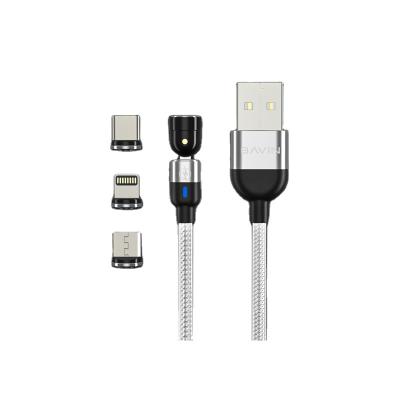 China BAVIN CB223 Hot Selling Mobile Phone Magnetic Fast Charging Cable 3 in 1 White Magnetic Charging Cable for Phone for sale