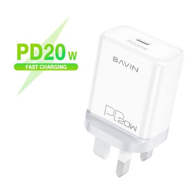 China PC827E 20W Palladium Charger Customization Charger BAVIN Mobile Tablet Mobile Phone USB Wall Charger UK Plug Super Fast Adapter for sale