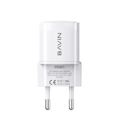 China PD20W BAVIN PC-251Y 20W PD20W BAVIN PC-251Y 20W Cubic Block Fast Charging Type C Charger 20W USB-C Fast Charging Type C Mobile Phone Adpter for sale