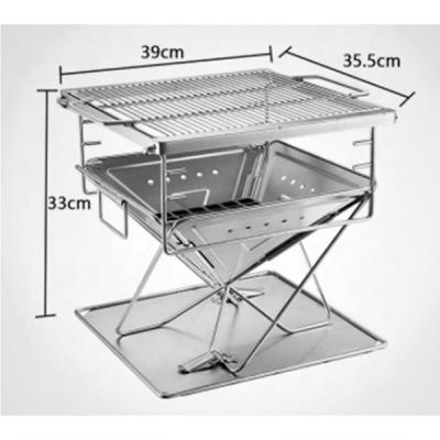 China Outdoor Camping Picnic BBQ Grill Adjustable Height Thickened Stainless Steel Folding Grill Oven Medium Size for sale