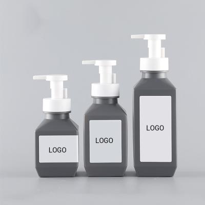 China HONGHE OEM Bote NG Plastik 280Ml 400Ml 600Ml HDPE Plastic Matte Black Foam Soap Pump Square Refillable Bottle for sale