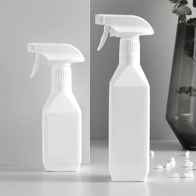 China 300Ml 500ml Refillable Square Shape White Tinted Alcohol House Cleaning Room Trigger Spray Bottle for sale