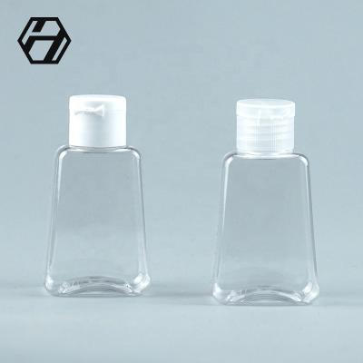 China Skin Care Packaging HOGNHE Personal OEM Botella De Plastico Portable 2oz Trapezoidal Gel Bottle For Mini Hand Sanitizer for sale