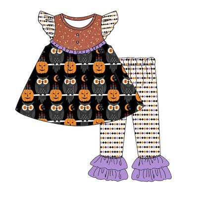 China Halloween Breathable Beads Dress Sets Wholesale Kids Clothing Ruffle Baby Clothes Girls Dress for sale