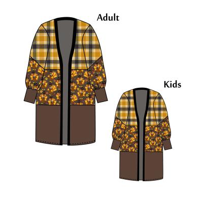 China Breathable Turkey Pattern Mommy And Me Boutique Chiffon Womens Coats Girls Outfits Winter Jackets for sale