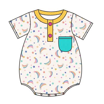 China Spandex/polyester baby sleeve rompers wholesale romper girls clothes leotard cotton short babies with pockets for sale