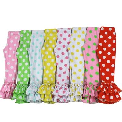 China Breathable Kids Bell Bottoms Pants Polka Dot Printing Girls Pants Candy Color Boutique Baby Cotton Leggings for sale