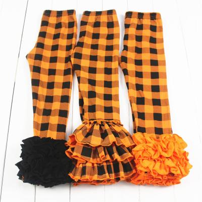 China Breathable Kids Clothes Baby Ruffle Leggings Plaid Bell Bottom Ruffle Pants Leggings Wholesale for sale