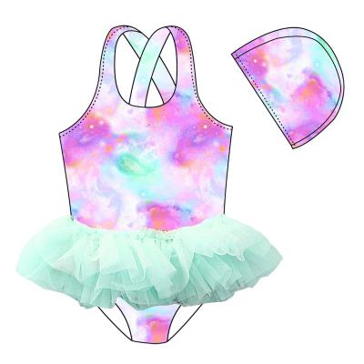 China Swimsuits Plus Size Babies Tie Back Lovely Dye Infant Young Girls Beach Wear Cross Back Children Swimsuit for sale