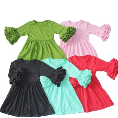 China Breathable Baby Dress Toddler Girls Dresses Ruffle Sleeve Wholesale Frill Dress 2022 Cute Baby Dress Design for sale