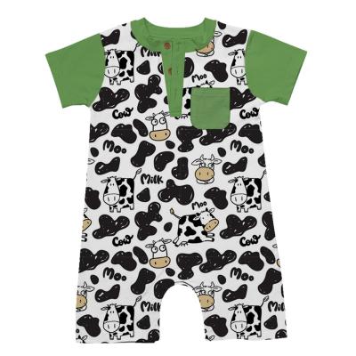 China 2022 Spandex/cotton kids clothing cowboy prints clothes baby boy rompers short sleeve newborn babies boys for sale