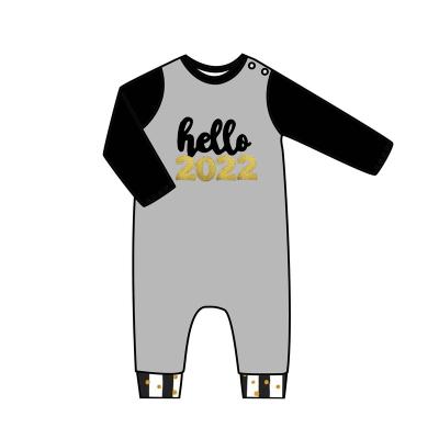 China Spandex/Cotton New Year Vacation Baby Bodysuit Long Sleeve Romper Kids Overalls Baby Clothes for sale