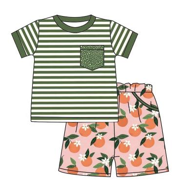 China Wholesale Casual Summer Kids Clothing Shorts Fruit Print Short Sleeve Infant T-shirt Baby Boys Clothing Set Adorable for sale