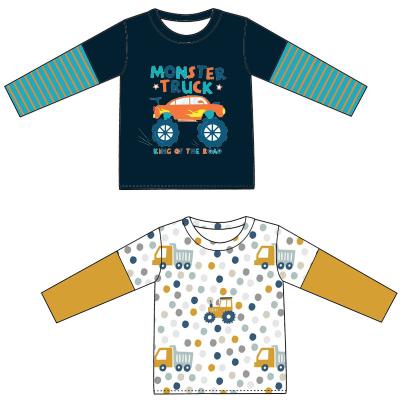 China Breathable Kids Round Neck Long Sleeve Boys Plain T-shirt Kids Apparel Truck Printed Kids T-shirts for sale