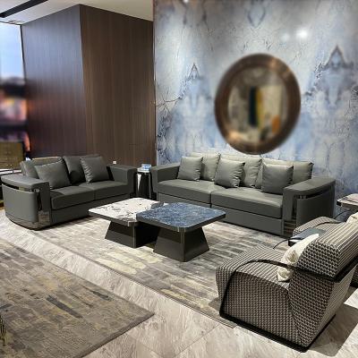 China Other Modern Royal Gray Sofas Hotel Office Sofas Luxury Leather Sectional Sofa Set Living Room Furniture Chesterfield Leather Sofas for sale