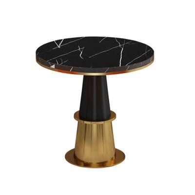 China Modern Luxury Design 75cm Height Coffee Tables And Chairs Restaurant Marble Top Gold Base Furniture for sale