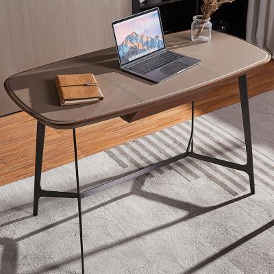 China Top Luxury Modern Home Office Furniture Stone Leather Saddle Computer Desk Simple Design Home Table Kids Study Solid Wood Desk for sale