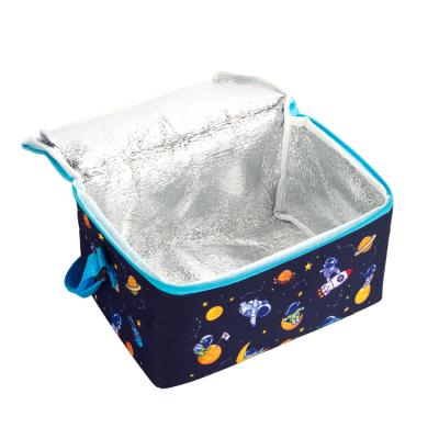 China Waterproof Space Cartoon Printed Waterproof Insulated Oxford Cloth Lunch Cooler Bag With Long Handles for sale