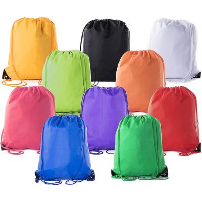 China 100% Polyester 210D Eco-friendly Empty Waterproof Sports Gym Outdoor Gift Backpack Drawstring Bags for sale