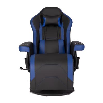 China Blue Massage Partner Cup Holder and Side Pocket Packing Style PU Recliner Leather Sofa Chair Gamer for sale