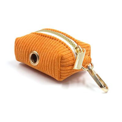 China Heyri Dog Poop Bags Pet Supplies Corduroy Dog Poop Bag Viable Orange Holder Cute Garbage Waste Poo Holder for sale