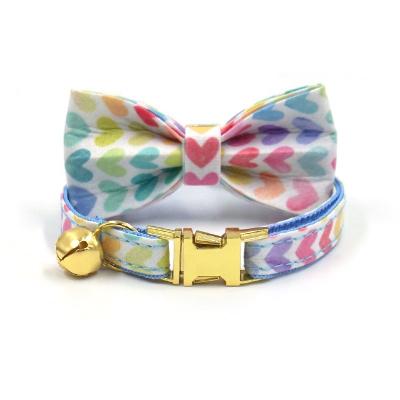 China Luxury Soft Collar Customized Soft Buckle Lightweight Cat Heart Bow Link Pet Dog ID Tag Collar Accessories Metal Collar for sale