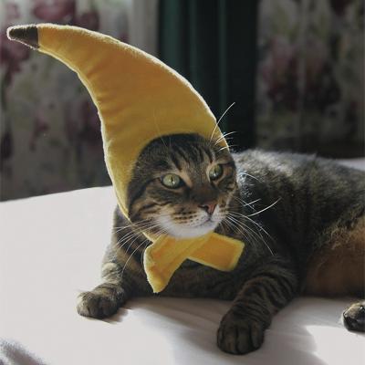 China Amazon Design Funny Warm Cute Viable Cotton Banana Shape Pet Puppy Hat Christmas Halloween Christmas Kitten Cat Costume Hat for sale