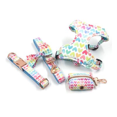 China Stocked Custom Design Support Padded Dog Harness Colorful Heart Dog Harness Beautiful for sale