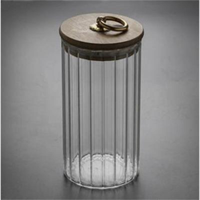 China Freshness Preservation Customization Kitchen Spices Coffee Beans Bar Storage Glass Jar With Bamboo Lid for sale