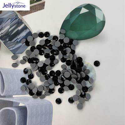 China Environmental Friendly Jelly Stone Hot Fix Iron On Glass Materials With Adhesive Hot Drilling DIY Clothes Garment Accessories Jet Black Rhinestone for sale