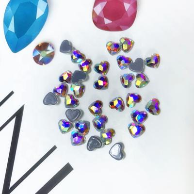 China Lead Free AB Hotfix Heart Shaped Crystal Rhinestones/Iron On Flat Back Crystals Form Stones For Garment/Fabric Nail Art for sale