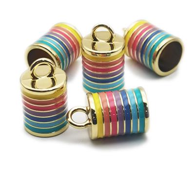 China Newly Design Customized Logo Rainbow CA3510 Zinc Alloy Enamel Rope End Stopper Metal Eco-Friendly Decorative Toggle For Shoes Etc. clothes. for sale