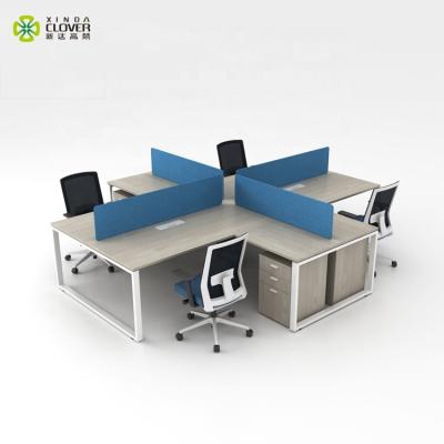 China Convertible Modern Line Office L Shape Office Workstation Custom 4 Person Desk for sale