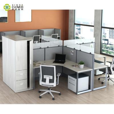 China Convertible Metal Leg Desk 4 Way Workstations Divide Desk Cubicle X Shaped Table for sale