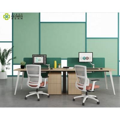 China Convertible Melamine Office Space Saving Furniture 2 Person Desk Bench Workstation for sale