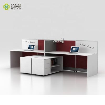 China (Height)Adjustable Commercial Desk Tables White Office Group 2 Person Workstation Partitions for sale