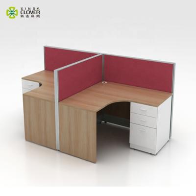 China Easy Installation Modular Desk Cubicles Modern Wood Work Table 2 Way Workstations In Offices for sale